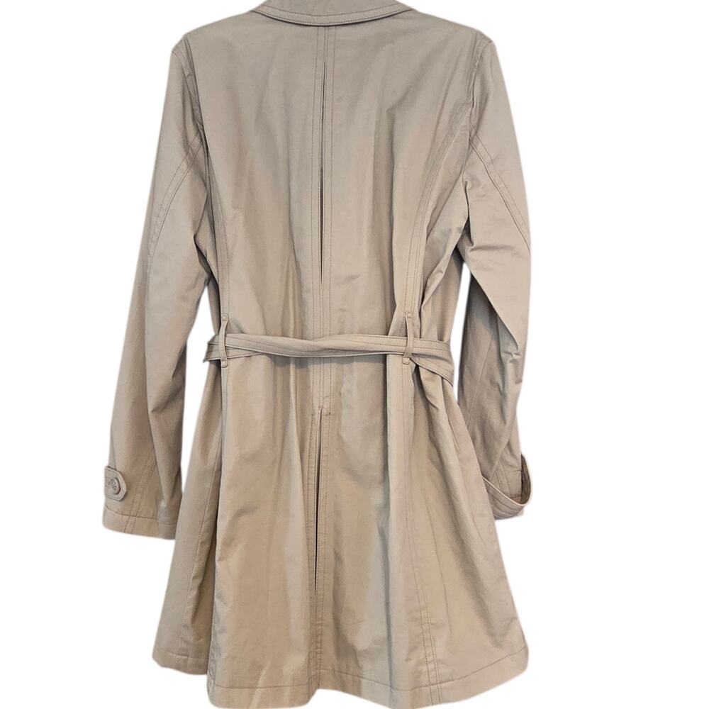 Coach Trench Coat Double Breasted, Belted, above the knee length, sz XL Tan - Picture 3 of 13